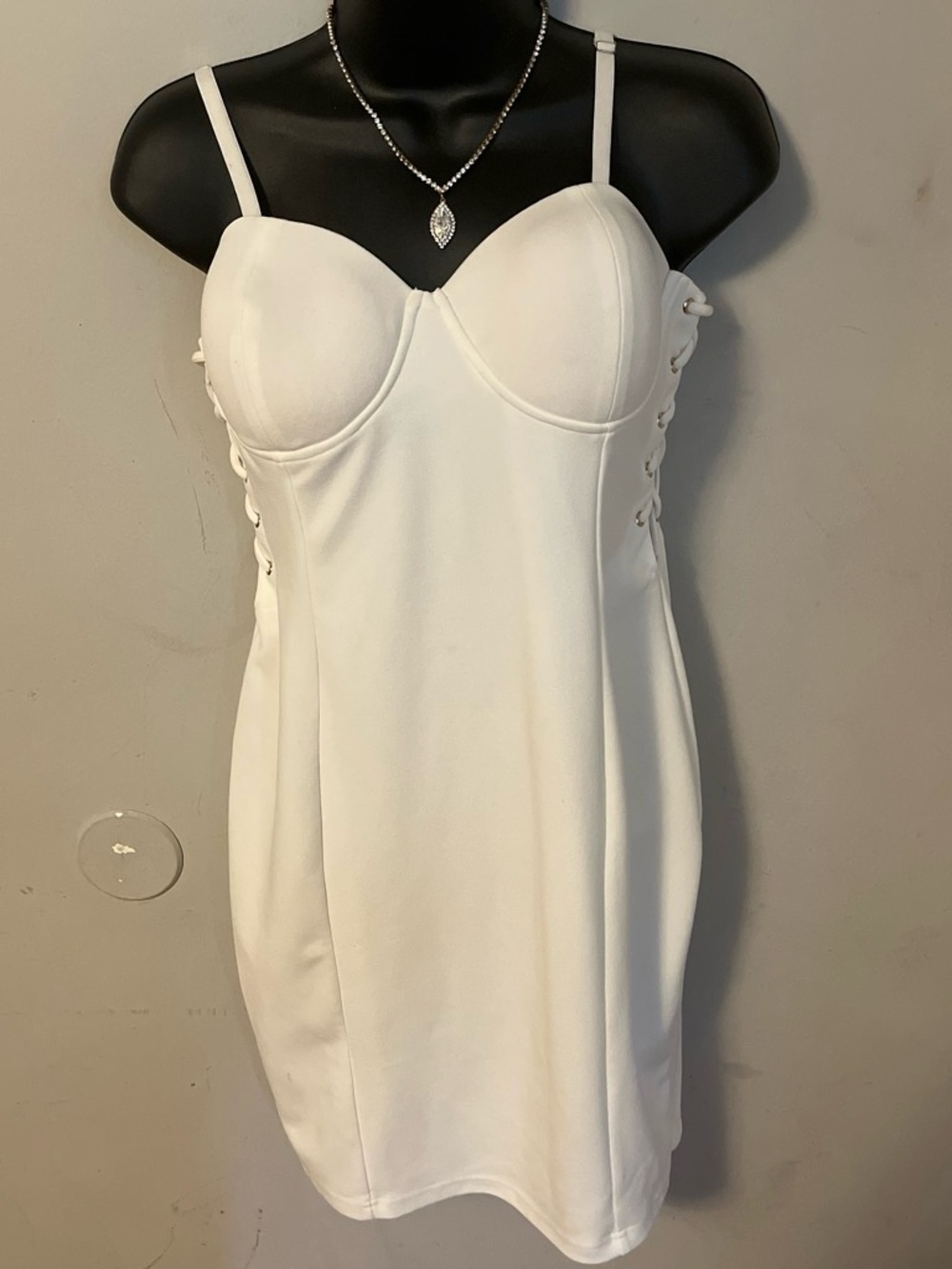 Charlotte Russe White Lace-Up Bustier Slip Dress